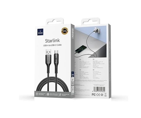 6976975615652-3 Wiwu Wi-C042E A-C USB Type-C Starlink Fast Charging Data Cable Black