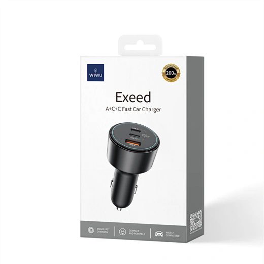 Wiwu Exeed 200W QC+PD Fast Car Charger Wi-QC026 Black