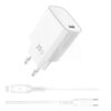 Wiwu 20W Essen GaN Fast Charger+ Cable Combo Wi-G007 C-L EU White