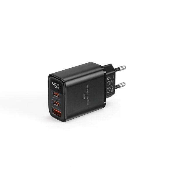 6977703654097 Wiwu 45W Firefly GaN Fast Charger 2C+1A with digital display Wi-G011 EU Black