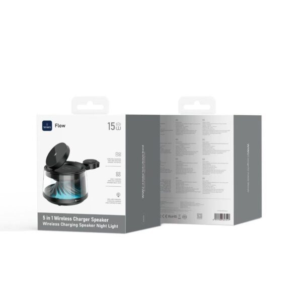 Wiwu 5 in 1 Wireless Charger with ambient light & speaker Wi-W039 Black