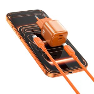 Wiwu Cube 45W 2C PD Fast Charge Travel Adapter Cable Combo C-C Wi-G025 EU Orange