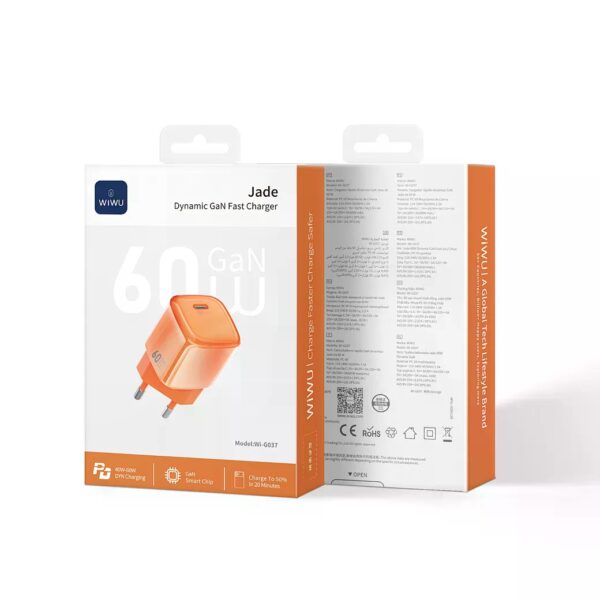 6979107510719-4 Wiwu Jelly 60W AVS GaN Fast Charger Wi-G037 EU orange