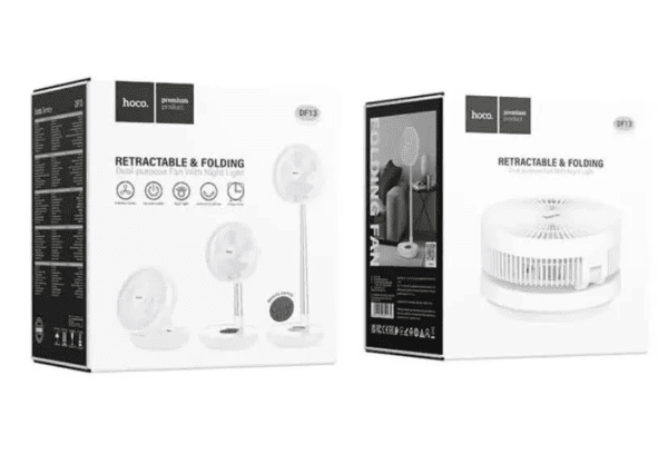 Hoco DF13 Retractable folding fan with night light dual-purpose white