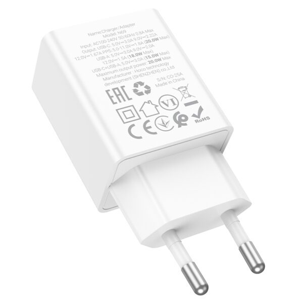 Hoco N69 Nuevo PD20W+QC3.0 charger(EU) white