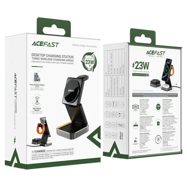 ACEFAST E20 desktop 3-in-1 wireless charging holder,black