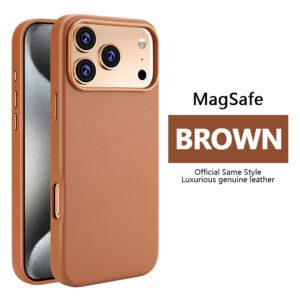Leather Magnetic Case Without IC Notification IP 17 Sand pink