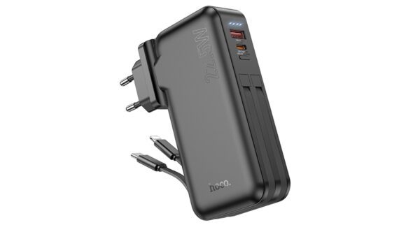 Hoco J126 Travel 22.5W fully compatible power bank with cable(US/EU)(10000mAh) black