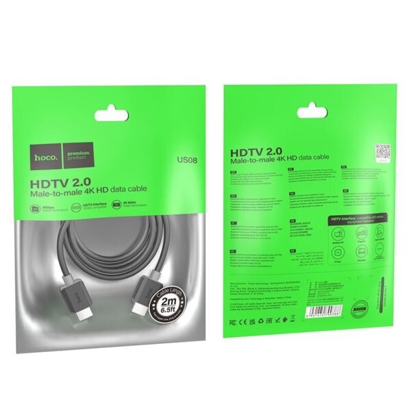 hoco-us08-hdmi20-4k-hd-2m-f53c6-hind_reference Hoco US08 HDTV 2.0 male-to-male 4K HD data cable(L=2M) black