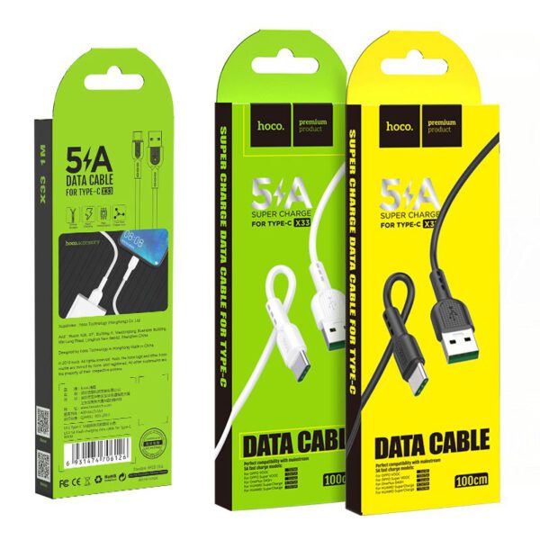Hoco X33 Type-C 5A Surge charging data cable black