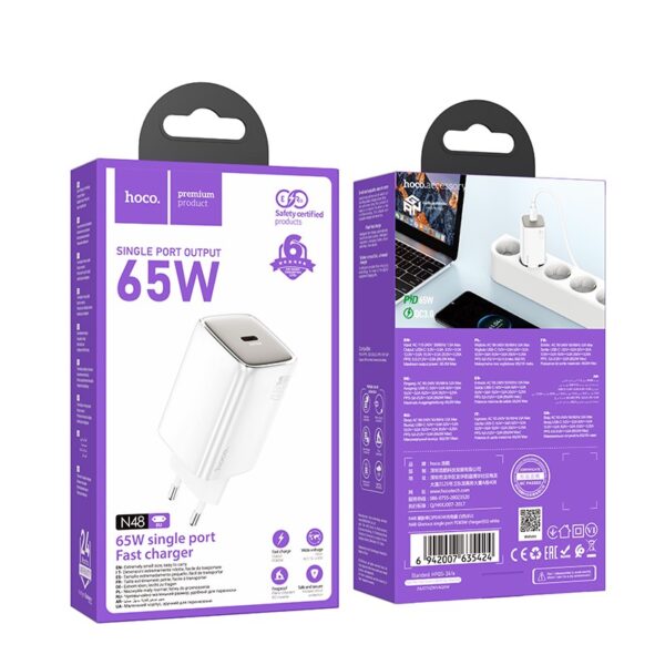 Hoco N48 Glorious single port PD65W charger(EU) white