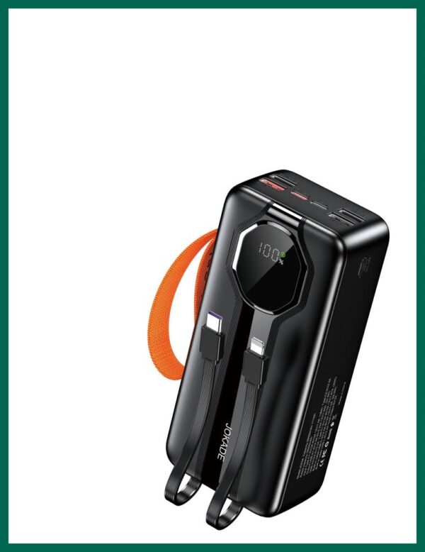 Jokade JG034 MINGSHANG series 22.5W+PD20W fully compatible mobile power bank with wire (30000mAh) Black