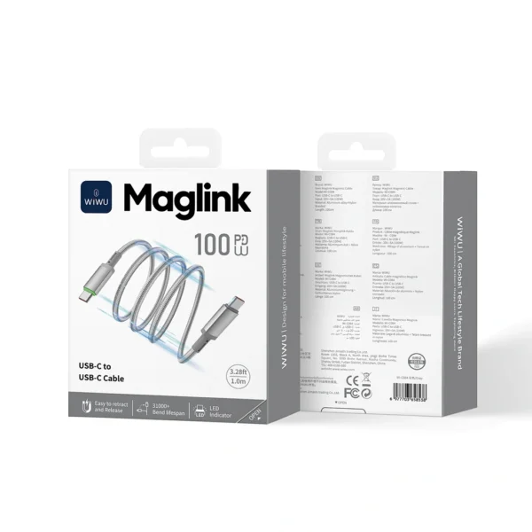 nXth2PfJ8f Wiwu 100W Maglink Magnetic Cable Wi-C084 C-C 1M Grey