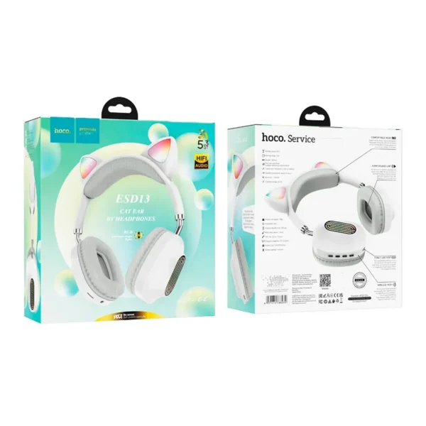 Hoco ESD13 Skill cat ear BT headphones white