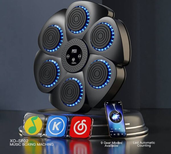 XO SF-02 Musical Boxing Target 6 Targets RGB Lights Auto Scoring (With Adult Full Cover Boxing Gloves)