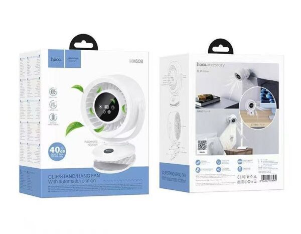 Hoco HX608 clip mount fan white