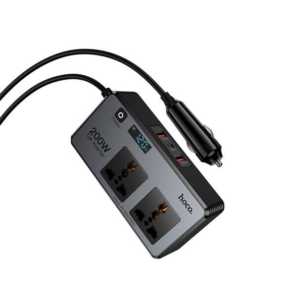 Hoco Z66 New 2-socket universal(PD66W/1C2A) car inverter black