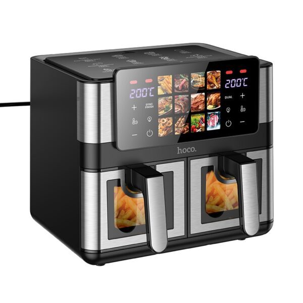 Hoco HJD85A 12L multi-function double-pot air fryer with large colorful screen(EU)(Russian version) black