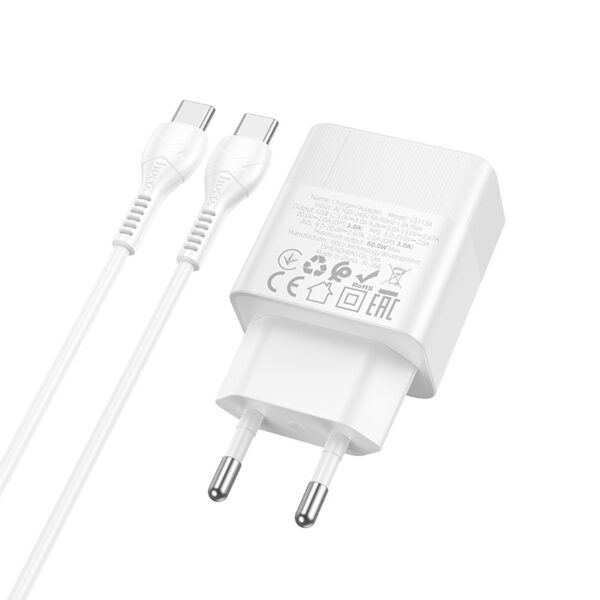 Hoco CS113A Lounge single port PD40W charger set(C to C)(EU) white