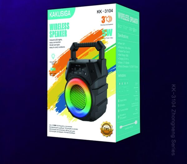 Kakusiga KK - 3104 ZHONGNENG colorful lights wireless speaker Black