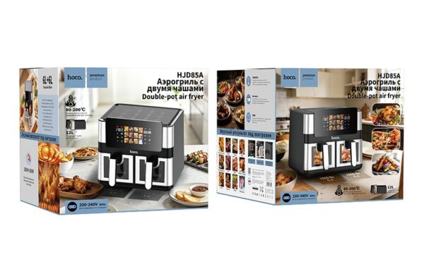 Hoco HJD85A 12L multi-function double-pot air fryer with large colorful screen(EU)(Russian version) black