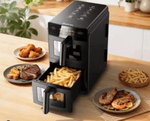 9133818304 Hoco HJD90A 6L+6L double-bowl electric air fryer(EU)(Russian version) black