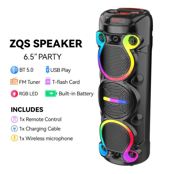 H82d5421d7231415ca81097c62ea2814b0 Sing-e ZQS6302 RGB Party Triple Speaker 6,5 inch 30W Black
