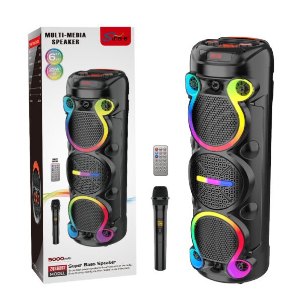 Hb416b4a9adcf4b57ad7d16eed277df46l Sing-e ZQS6302 RGB Party Triple Speaker 6,5 inch 30W Black
