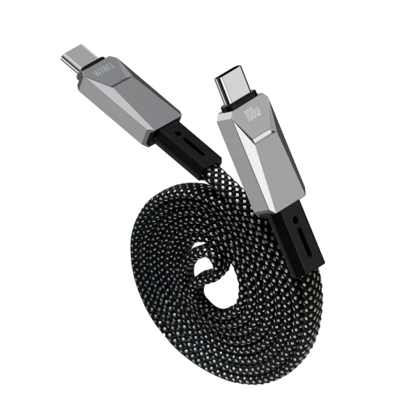 MdTcCHkc8K Wiwu 100W Cyberlink Series Magnetic Nylon Braided Cable Wi-C078 C-C 1M Silver