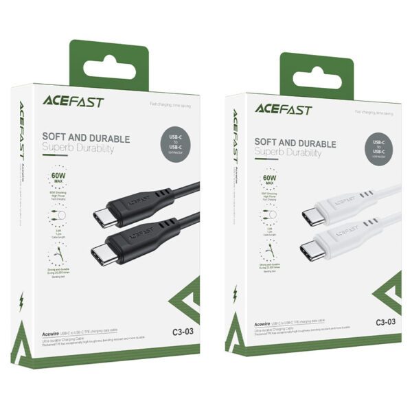 AceFast C3-03 USB-C to USB-C TPE charging data cable,black