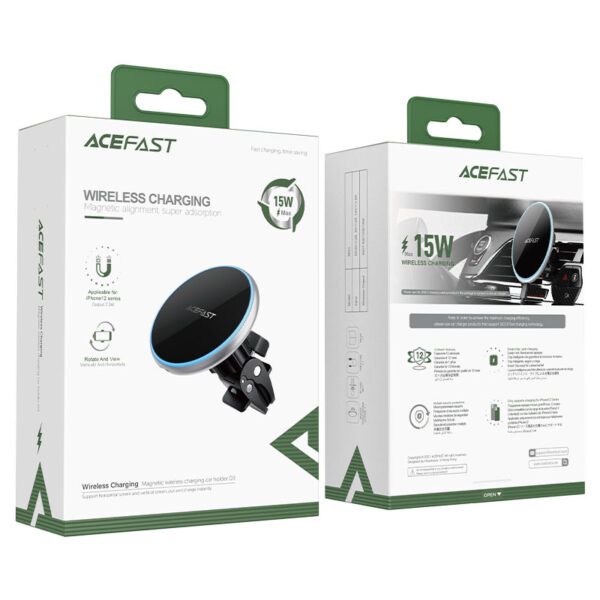 AceFast D3 magnetic wireless charging car holder,silver