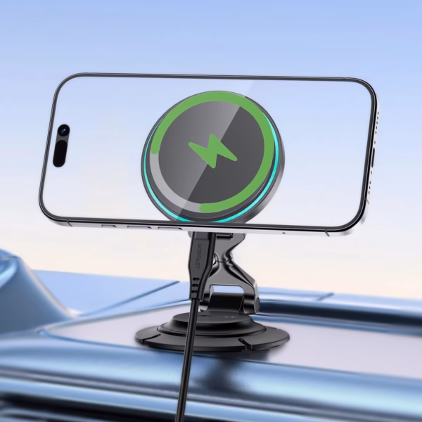 AceFast D65 magnetic folding wireless charging car holder,black