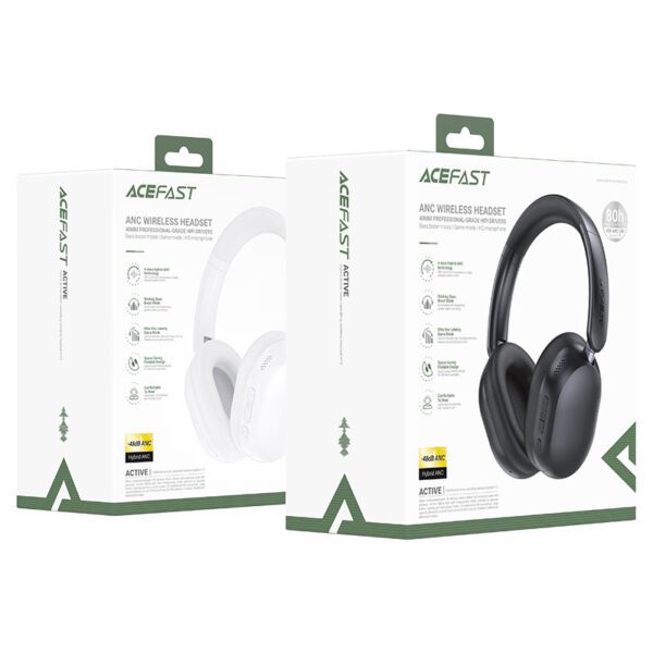 AceFast H12 hybrid active noise cancelling wireless headset white