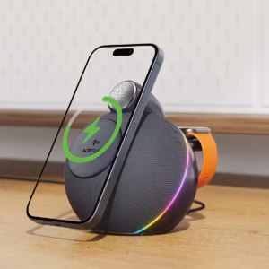 AceFast K10 Air speaker with wireless charger,metal grey