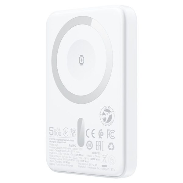 AceFast M25 PD20W magnetic fast wireless charging power bank 5000mAh,white