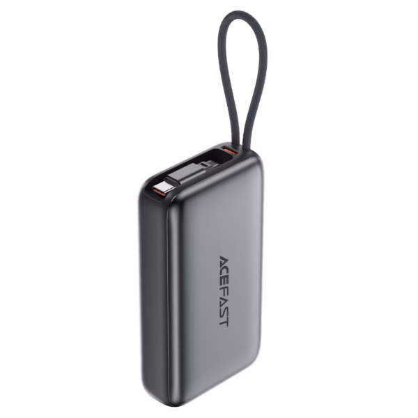 AceFast M32 PD35W fast charging power bank with telescopic cable 10000mAh,metal gray