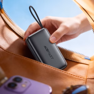 AceFast M32 PD35W fast charging power bank with telescopic cable 10000mAh,metal gray