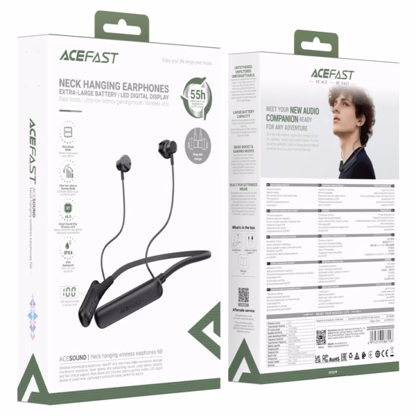 AceFast N8 neck hanging wireless earphones,black