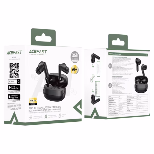 AceFast W8 ANC AI translation earbuds,black