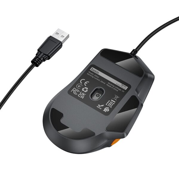Hoco GM52 Reddy RGB gaming wired mouse black gray