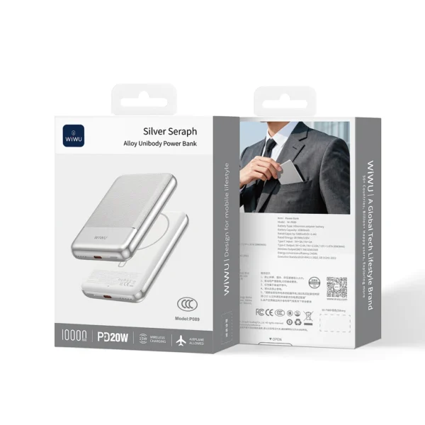 Wiwu Silver Seraph Alloy Unibody Power Bank Wi-P089 Silver