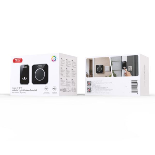 XO SF11 EU Standard Multicolour Flashing Wireless Doorbell One-to-One System (Transmitter + Chime) Black