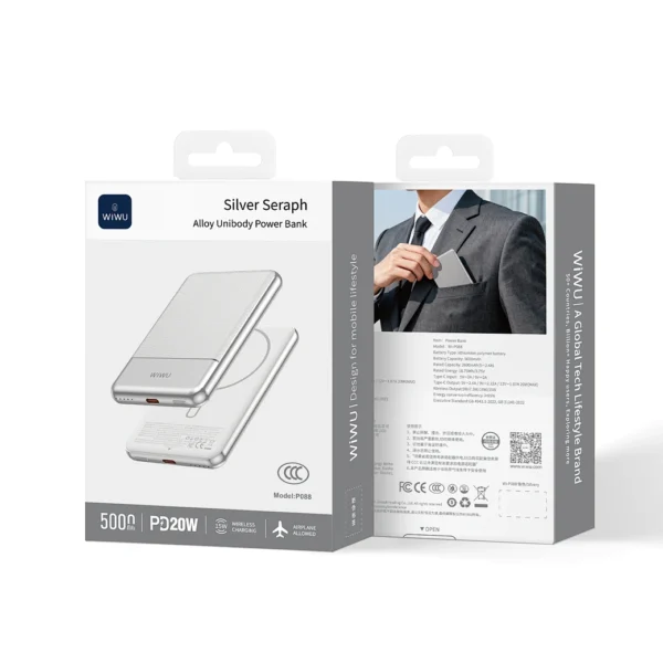 Wiwu Silver Seraph Alloy Unibody Power Bank Wi-P088 Silver