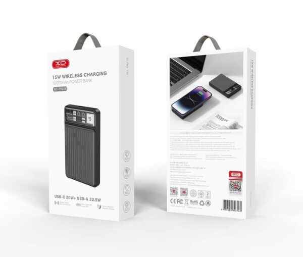XO PR294 Metal Magnetic Fast Charging Power Bank (15W Wireless Charging + USB-C 20W) 10000mAh gray